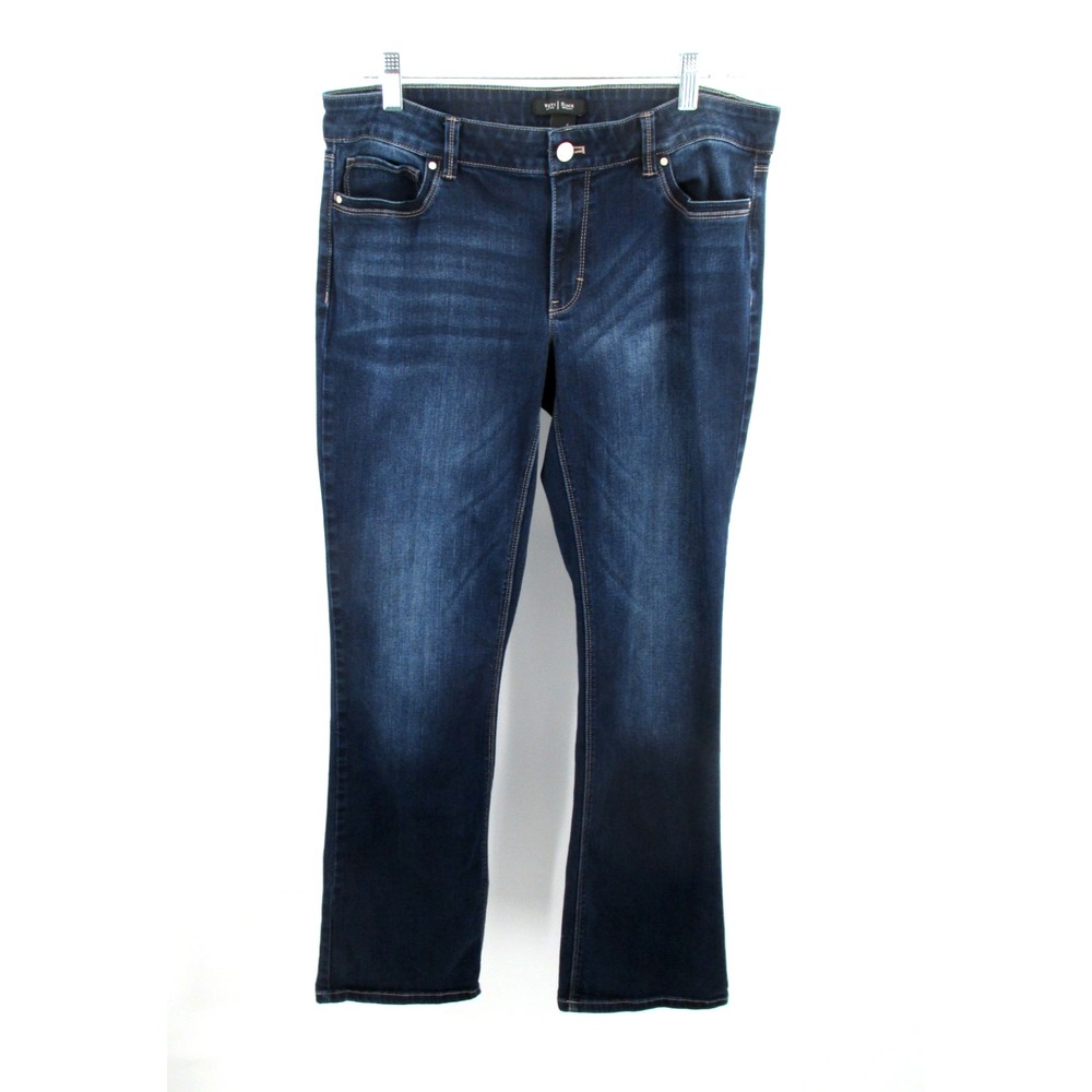 White House Black Market Bootcut Jeans Womens 12R Dark Blue Stretch Mid Rise
